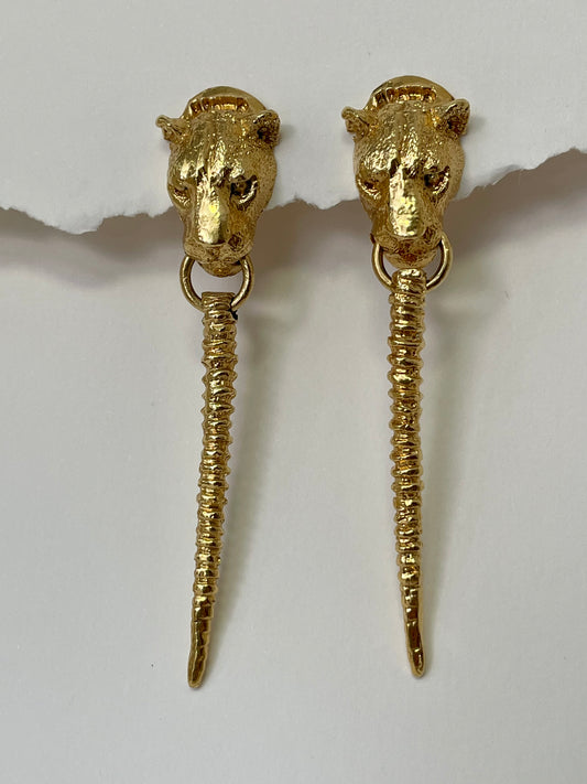 Lioness and antelope earrings (pair) 